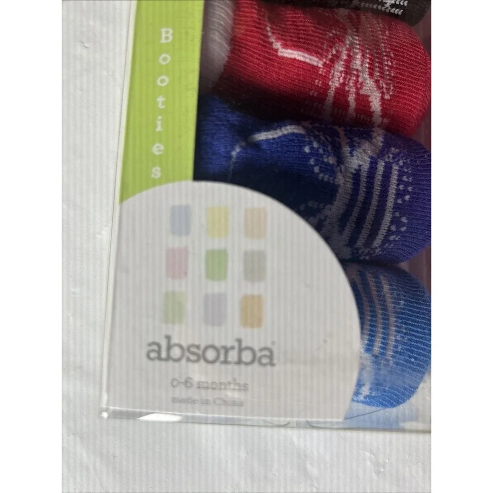 Absorba 0-6 Month 4 Pk Infant Booties NIB Christmas Holidays‎